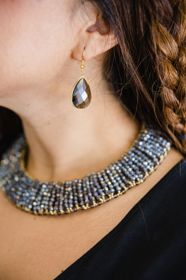 Grey and Gold Collar Necklace for Women - Jewelry - WAR Chest Boutique